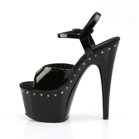 Rhinestone Heel Heel Platform Shoes - Picture 2 of 4